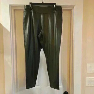 Gap Womens Faux Leather Stretch Dark Green Leggings Size XL